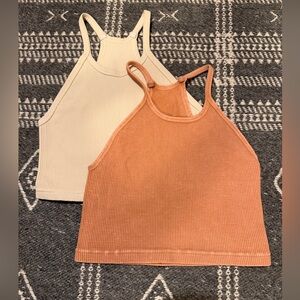 FP Movement Happiness Runs Crop 2 Tanks- Toasted Coconut & Ivory Size XS/S